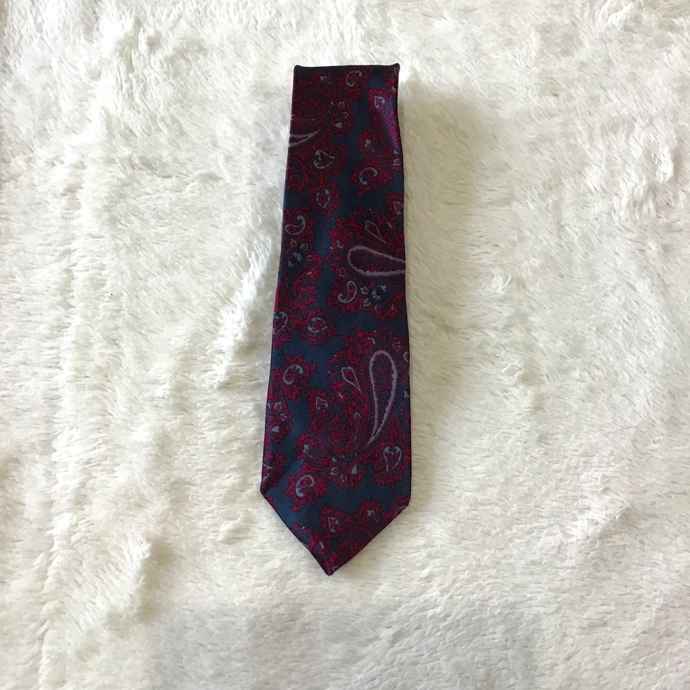 VTGBert Pulitzer Silk Purple Paisley 90s Men Neck Tie Formal Wedding Career USA